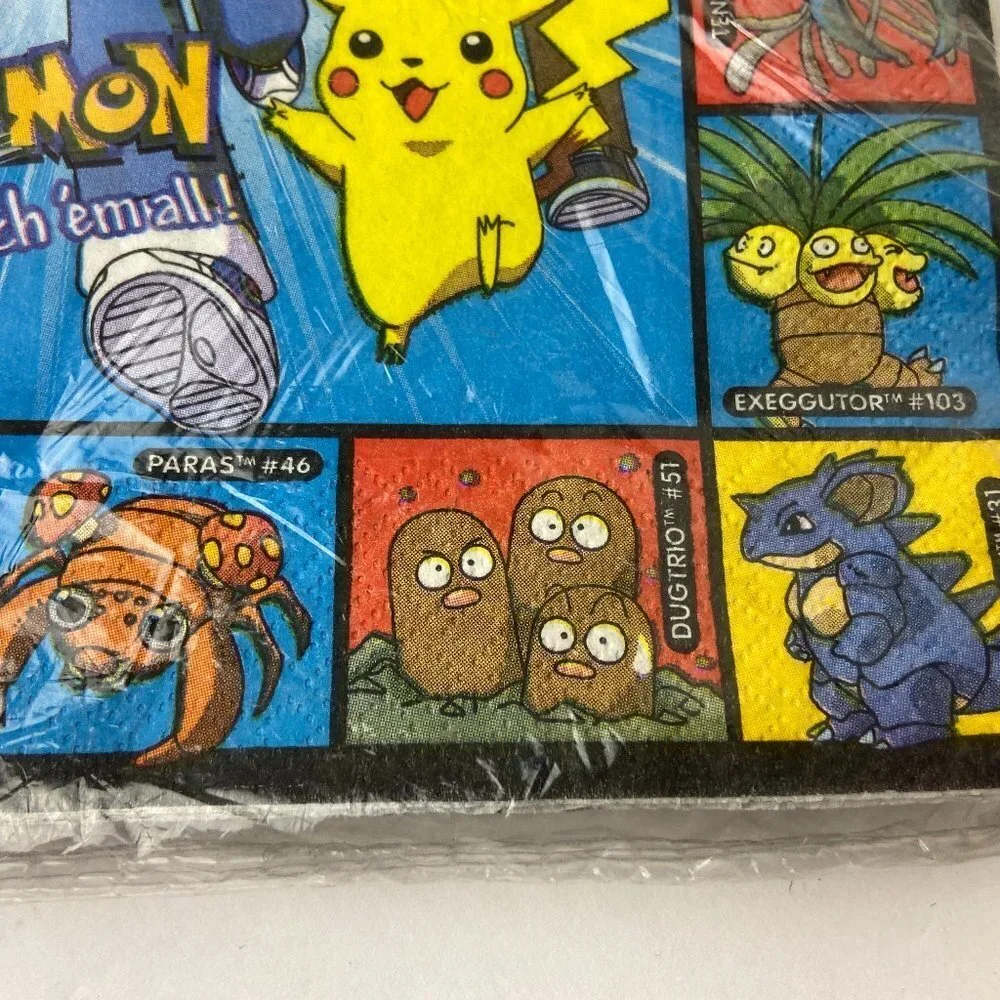Vintage Pokemon Pikachu 16-count Kids Party Collectible Napkins